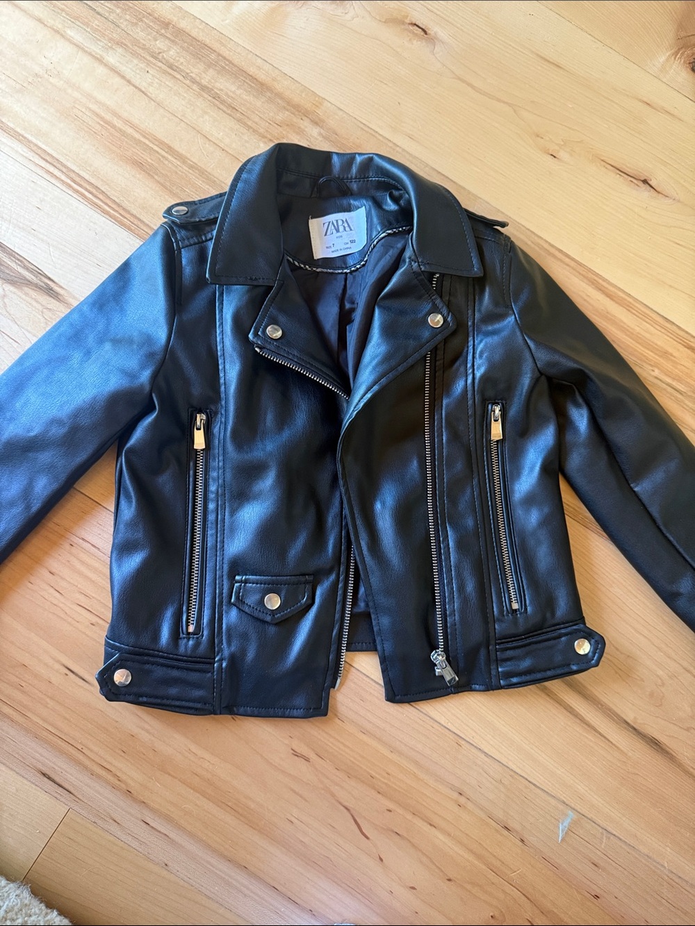 Zara Black Faux Leather Biker Jacket for Kids